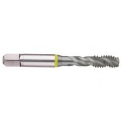 3/4-16 2B 4-Flute Cobalt Yellow Ring Semi-Bottoming 40 degree Spiral Flute Tap-MolyGlide - Exact Industrial Supply