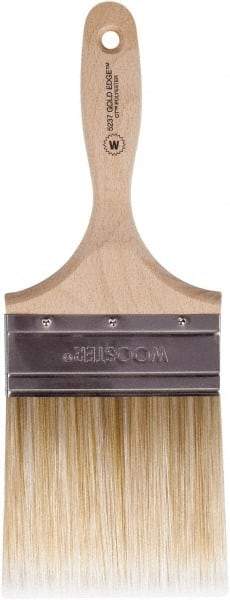 Wooster Brush - 4" Flat Polyester Wall Brush - 3-15/16" Bristle Length, 5-3/8" Wood Beavertail Handle - Exact Industrial Supply