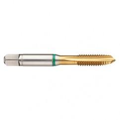 M14x1.25 6H 4-Flute Cobalt Green Ring Spiral Point Plug Tap-TiN - Exact Industrial Supply