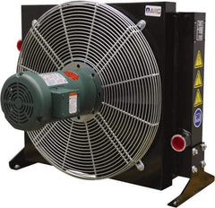 AKG Thermal Systems - SAE #20, 1 Fan Mount, Liquid-To-Air Aluminum Brazed Process Equipment Heat Exchanger - Oil Cooler, Ethylene Glycol/Water Mixture Cooler, 24.03" High x 26.38" Wide x 18" Deep, 250°F Max - Exact Industrial Supply