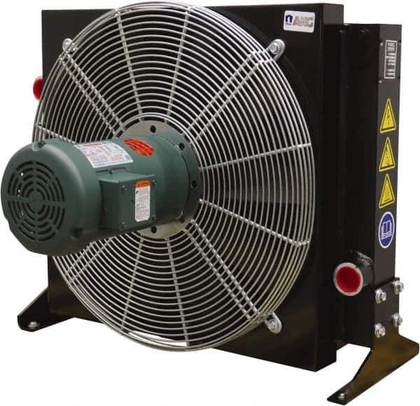 AKG Thermal Systems - SAE #20, 1 Fan Mount, Liquid-To-Air Aluminum Brazed Process Equipment Heat Exchanger - Oil Cooler, Ethylene Glycol/Water Mixture Cooler, 24.03" High x 25.59" Wide x 16.75" Deep, 250°F Max - Exact Industrial Supply