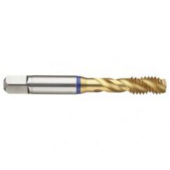 9/16-18 3B 4-Flute Cobalt Blue Ring Semi-Bottoming 40 degree Spiral Flute Tap-TiN - Exact Industrial Supply