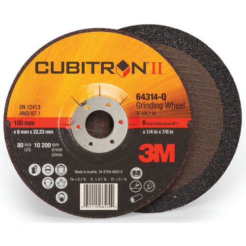 3M Cubitron II Depressed Center Grinding Wheel 64317 Quick Change Type 27 5 in × 1/4 in × 5/8″-11 - Exact Industrial Supply