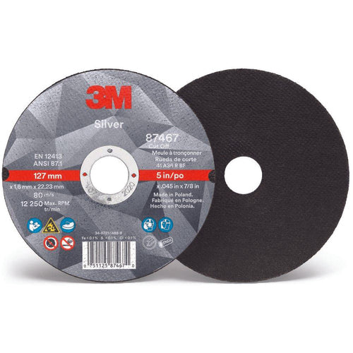 3M Silver Depressed Center Grinding Wheel 87446 T27 Quick Change 5 × 1/4 × 5/8-11 - Exact Industrial Supply