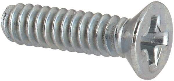 Value Collection - #4-40 UNC, 7/16" OAL Phillips Drive Machine Screw - Flat Head, Grade J82 Steel, Zinc-Plated Finish, Without Washer - Exact Industrial Supply