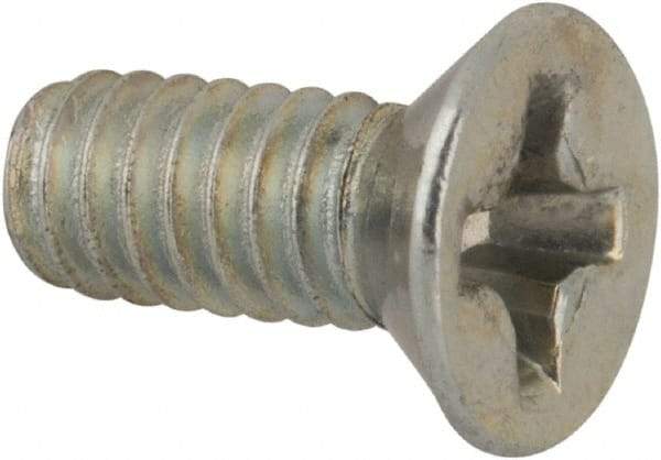 Value Collection - #5-40 UNC, 5/16" OAL Phillips Drive Machine Screw - Flat Head, Grade J82 Steel, Zinc-Plated Finish, Without Washer - Exact Industrial Supply