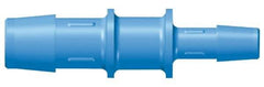 Made in USA - 5/8 x 1/2" Barb, Polypropylene Single Barbed Tube Reducer - Blue, Male - Exact Industrial Supply