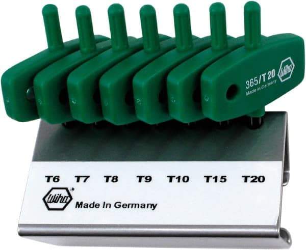 Wiha - 7 Piece T6 to T20 Chrome Vanadium Molybdenum Wing Handle Torx Key Set - T6, T7, T8, T9, T10, T15, T20 Torx Size - Exact Industrial Supply