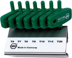 Wiha - 7 Piece T6 to T20 Chrome Vanadium Molybdenum Wing Handle Torx Key Set - T6, T7, T8, T9, T10, T15, T20 Torx Size - Exact Industrial Supply
