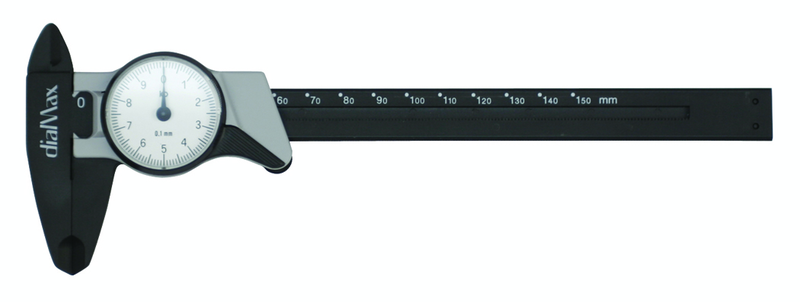 0 - 6 / 0 - 150mm Measuring Range (0.1mm Grad.) - Dial Caliper - #41102 - Exact Industrial Supply