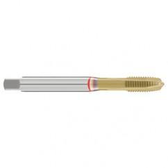 M10x1.0 6H 3-Flute Cobalt Red Ring Spiral Point Plug Tap-TiN - Exact Industrial Supply
