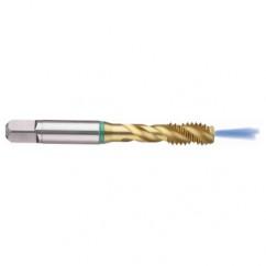 M16x2.0 6H 3-Flute Cobalt Green Ring Semi-Bottoming 40 degree Spiral Flute Tap-TiN - Exact Industrial Supply