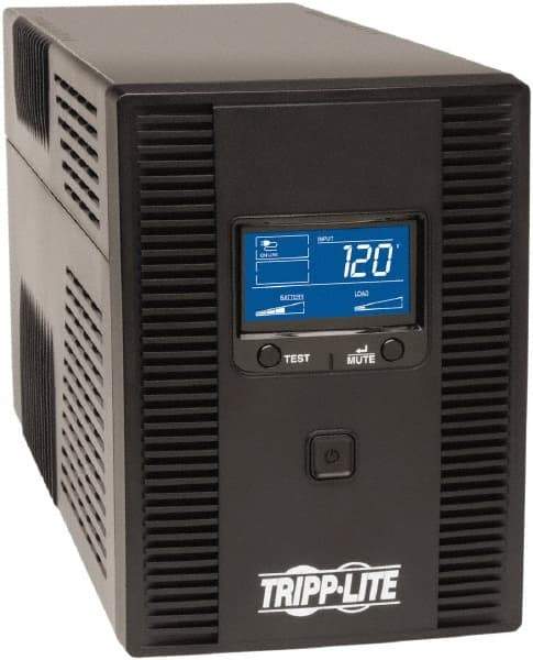 Tripp-Lite - 15 Amp, 1,500 VA, Tower Mount Line Interactive Backup Uninterruptible Power Supply - Backup 7-1/2 min with Full Load & 24 min with Half Load, 120 VAC Input & Output, 810 Watt Output, 1 Phases, 8 Outlets - Exact Industrial Supply