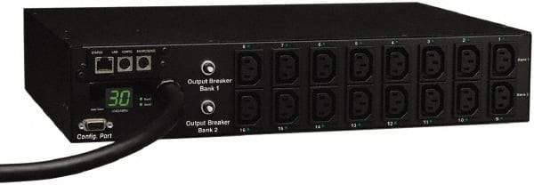Tripp-Lite - 16 Outlets, 208/240 Volts, 30 Amps, 10' Cord, Power Outlet Strip - Rack Mount, 5-15/20R NEMA Configuration, 19" Strip - Exact Industrial Supply