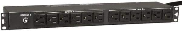 Tripp-Lite - 24 Outlets, 120 VAC30 Amps, 15' Cord, Power Outlet Strip - Rack Mount, 5-15/20R NEMA Configuration, 19" Strip - Exact Industrial Supply