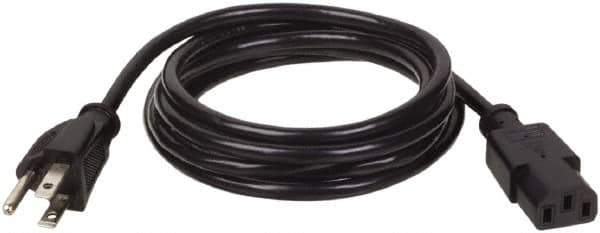 Tripp-Lite - 10', 18/3 Gauge/Conductors, Black Indoor Replacement Cord - 0 Receptacles, 10 Amps, 120 VAC, UL SJT, NEMA 5-15P - Exact Industrial Supply