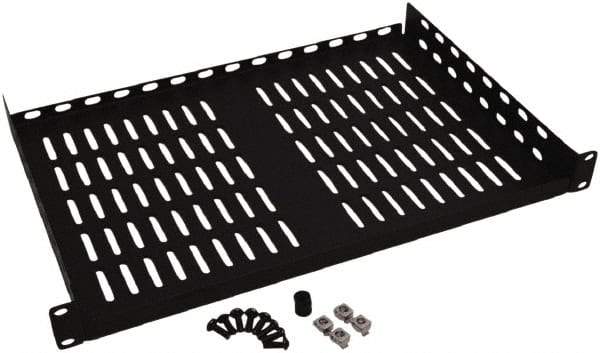 Tripp-Lite - 19" Overall Width x 1" Rack Height x 12" Overall Depth Data Cable Enclosure - 40 Lb Capacity, Black - Exact Industrial Supply