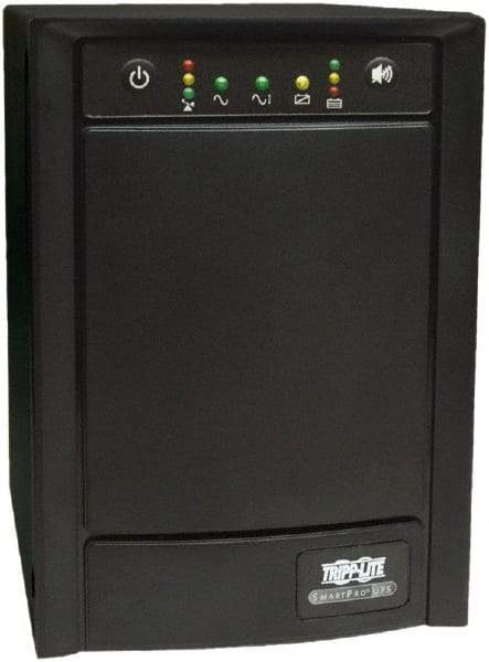 Tripp-Lite - 15 Amp, 1,500 VA, Tower Mount Line Interactive Backup Uninterruptible Power Supply - Backup 8 min with Full Load & 13 min with Half Load, 230 Volt Input & Output, 900 Watt Output, 1 Phases, 6 Outlets - Exact Industrial Supply