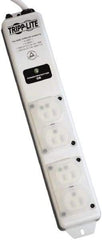 Tripp-Lite - 4 Outlets, 120 VAC15 Amps, 15' Cord, Power Outlet Strip - Floor, Keyhole Mount, 5-15 NEMA Configuration, 2-1/2" Strip - Exact Industrial Supply