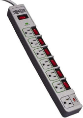 Tripp-Lite - 7 Outlets, 120 VAC15 Amps, 8' Cord, Power Outlet Strip - Floor, Keyhole Mount, 5-15 NEMA Configuration, 15" Strip - Exact Industrial Supply