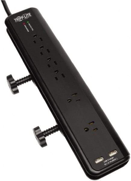 Tripp-Lite - 6 Outlets, 120 VAC15 Amps, 6' Cord, Power Outlet Strip - Floor, Keyhole Mount, 5-15 NEMA Configuration, 2-1/2" Strip - Exact Industrial Supply