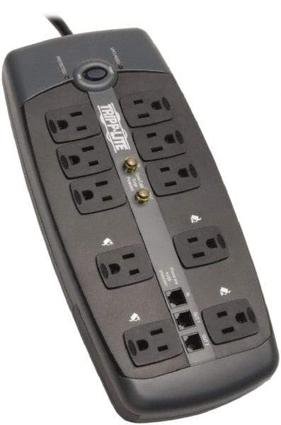 Tripp-Lite - 10 Outlets, 120 VAC15 Amps, 8' Cord, Power Outlet Strip - Floor, Keyhole Mount, 5-15 NEMA Configuration, 1.8" Strip - Exact Industrial Supply