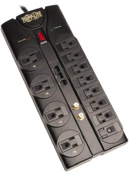 Tripp-Lite - 12 Outlets, 120 VAC15 Amps, 8' Cord, Power Outlet Strip - Floor, Keyhole Mount, 5-15 NEMA Configuration, 12.04" Strip - Exact Industrial Supply