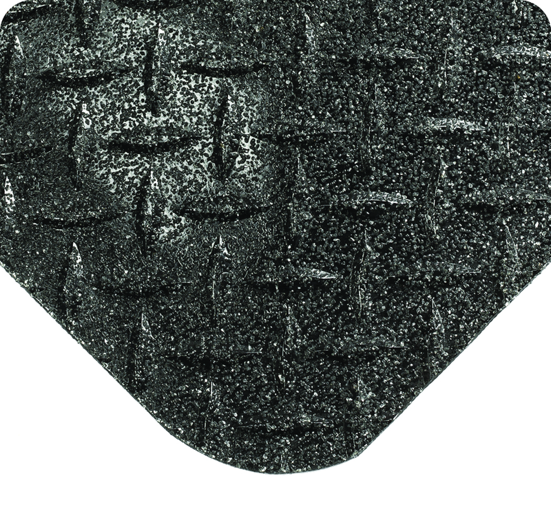 Diamond Plate with GritWorks Floor Mat - 2' x 3' x 15/16" Thick - (Black Diamond Plate Sponge Cote Coating) - Exact Industrial Supply