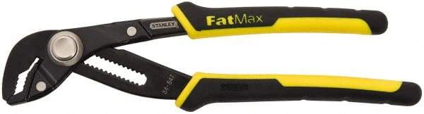 Stanley - 8" OAL, 1-1/4" Max Capacity, 17 Position Groove Joint Tongue & Groove Pliers - Combination (Serrated/Smooth) V-Jaws, Ergonomic Bi-Material Handles - Exact Industrial Supply