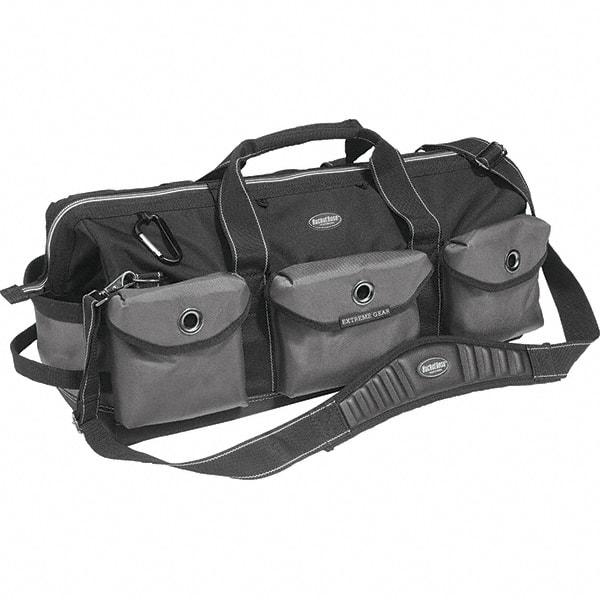Bucket Boss - 28 Pocket Gray & Black Ballistic Polyester Tool Bag - 28" Wide x 11" Deep x 12" High - Exact Industrial Supply