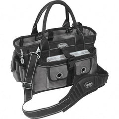 Bucket Boss - 18 Pocket Gray & Black Polyester Tool Bag - 14" Wide x 9" Deep x 9" High - Exact Industrial Supply