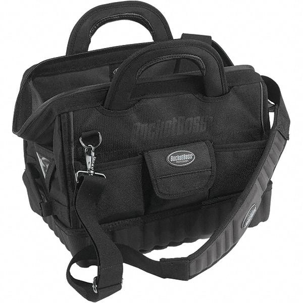 Bucket Boss - 17 Pocket Black Ballistic Polyester Tool Bag - 14" Wide x 10" Deep x 11" High - Exact Industrial Supply