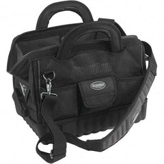 Bucket Boss - 17 Pocket Black Ballistic Polyester Tool Bag - 14" Wide x 10" Deep x 11" High - Exact Industrial Supply