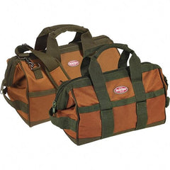 Bucket Boss - 12 Pocket Brown & Green Polyester Tool Bag - 12" Wide x 7" Deep x 9" High - Exact Industrial Supply