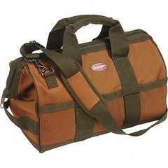 Bucket Boss - 16 Pocket Brown & Green Polyester Tool Bag - 16" Wide x 9" Deep x 12" High - Exact Industrial Supply