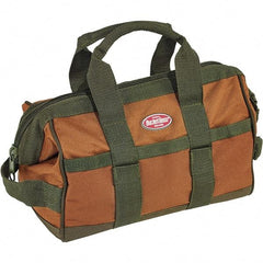 Bucket Boss - 16 Pocket Brown & Green Polyester Tool Bag - 12" Wide x 7" Deep x 9" High - Exact Industrial Supply
