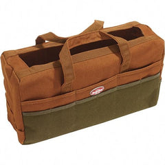 Bucket Boss - 30 Pocket Brown & Green Canvas Tool Bag - 17" Wide x 6" Deep x 10" High - Exact Industrial Supply