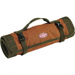 Bucket Boss - 22 Pocket Brown & Green Canvas Tool Roll - 25" Wide x 1/8" Deep x 14" High - Exact Industrial Supply