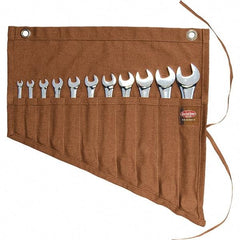 Bucket Boss - 11 Pocket Brown Canvas Tool Roll - 18-3/4" Wide x 1/2" Deep x 18-1/4" High - Exact Industrial Supply