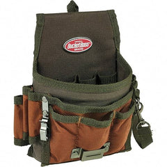 Bucket Boss - 9 Pocket General Purpose Holster - Polyester, Brown & Green - Exact Industrial Supply