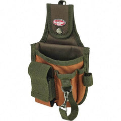 Bucket Boss - Nail & Tool Pouch - 5 Pocket, Brown/Green, Polyester - Exact Industrial Supply