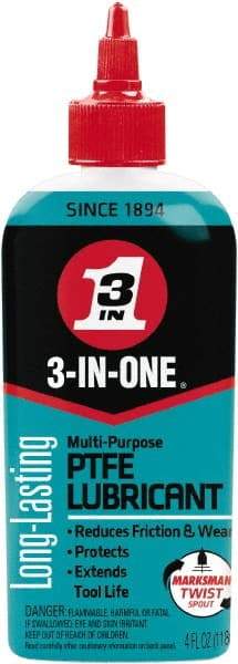3-IN-ONE - 4 oz Bottle Synthetic with PTFE Penetrant/Lubricant - Light Amber, 500°F Max - Exact Industrial Supply