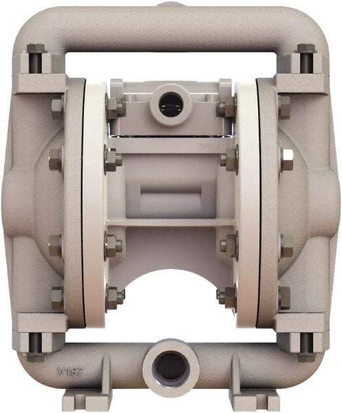 Versa-Matic - 1/2" NPT, Air Operated Diaphragm Pump - PTFE Diaphragm, Stainless Steel Housing - Exact Industrial Supply