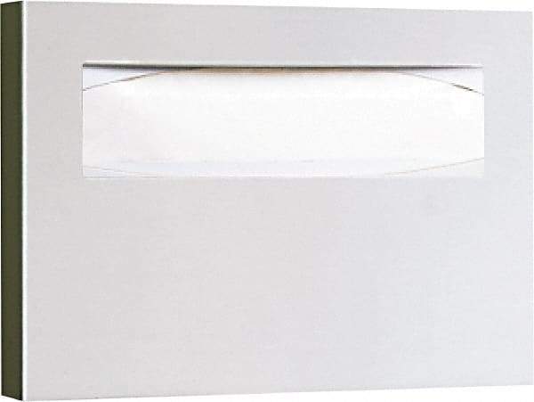 Bobrick - 250 Capacity Satin Stainless Steel Finish Stainless Steel Toilet Seat Cover Dispenser - 11" High x 15-3/4" Wide 2" Deep, Holds 2 Half Fold Sleeves - Exact Industrial Supply