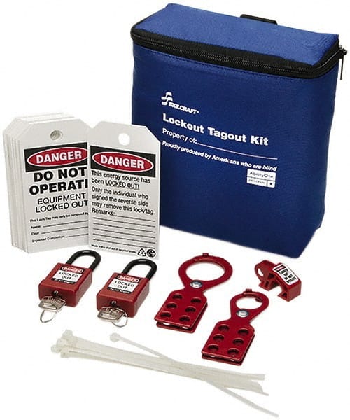Ability One - 26 Piece Lockout Tagout Kit - Keyed Differently, Comes in Carrying Case - Exact Industrial Supply