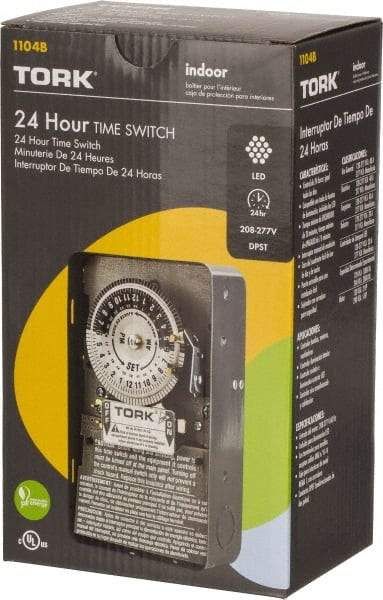 TORK nsi - 20 min to 22 hr Indoor Analog Mechanical Timer Switch - 12 On/Off, 208 to 277 Volts, 60 Hz, 11,080 Watts, 12 Modes - Exact Industrial Supply