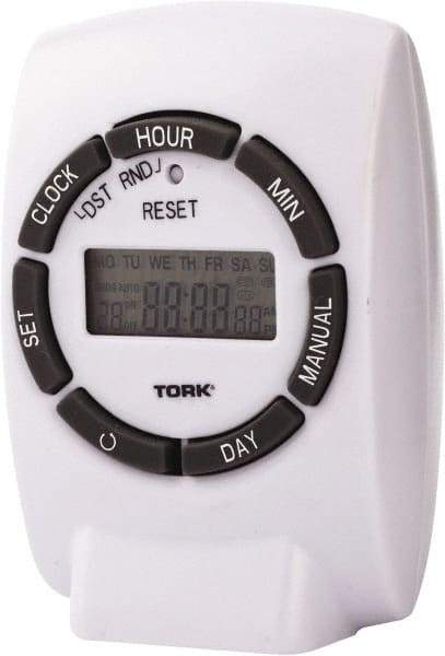 TORK nsi - 7 Day Indoor Digital Electrical Timer - 20 On/Off, 125 VAC, 1,875 Watts, 20 Modes - Exact Industrial Supply