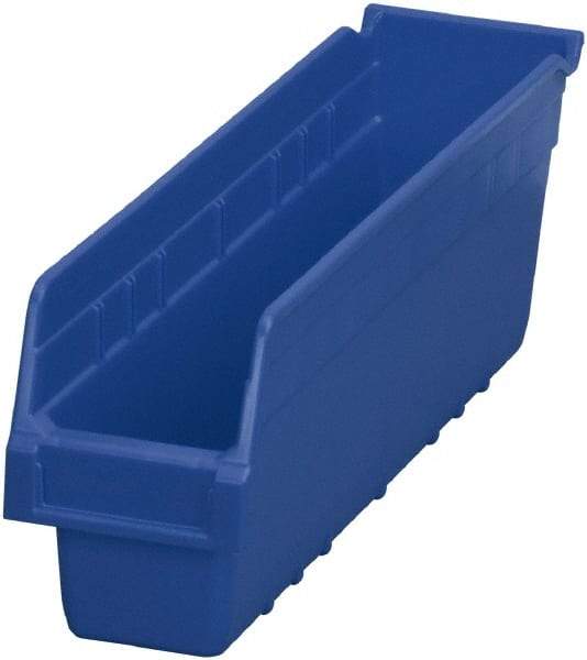 Akro-Mils - 17-7/8" Deep, Blue Polymer Hopper Shelf Bin - 6" High x 4-1/8" Wide x 17-7/8" Long - Exact Industrial Supply
