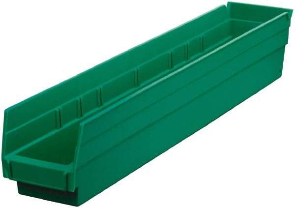 Akro-Mils - 199 Lb. Load Capacity, 23-5/8" Deep, Green Hopper Shelf Bin - 4" High x 4-1/8" Wide x 23-5/8" Long - Exact Industrial Supply