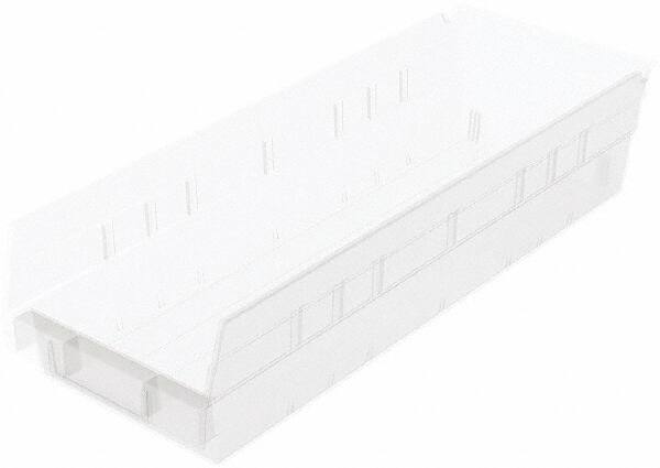 Akro-Mils - 176 Lb. Load Capacity, 17-7/8" Deep, Clear Hopper Shelf Bin - 4" High x 6-5/8" Wide x 17-7/8" Long - Exact Industrial Supply